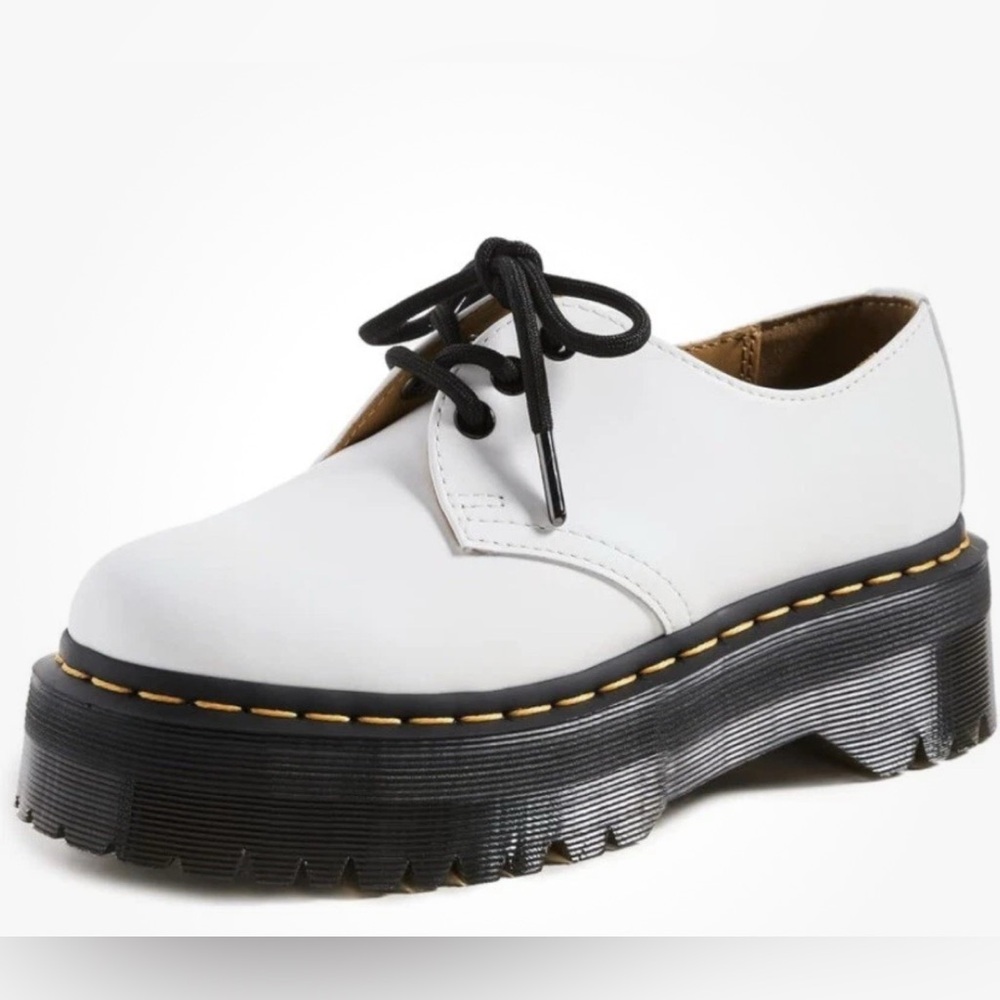 Dr. Martens Quad 1461 White‎ Leather Platform Oxford Shoes Women's Size 5